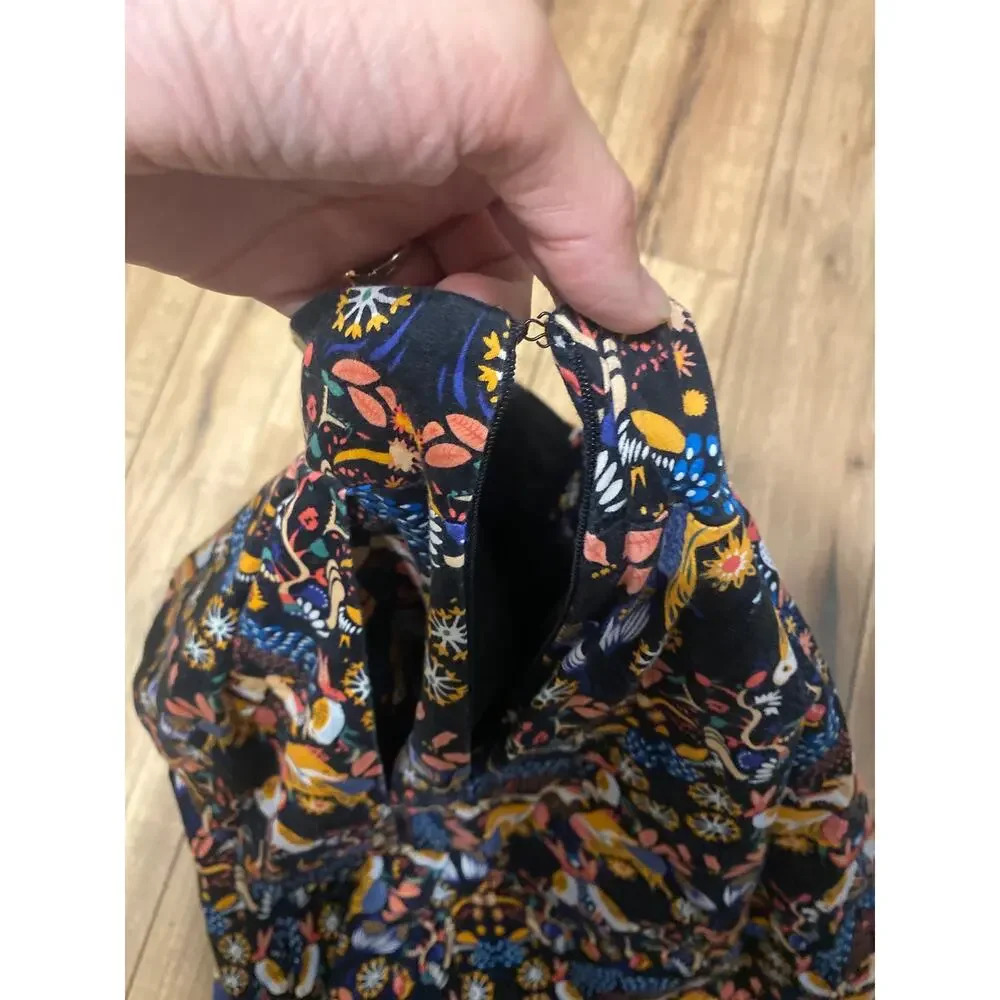 Anthropologie Eva Franco Midi Skirt Woodland Animal Print Fairy Classic Size 6